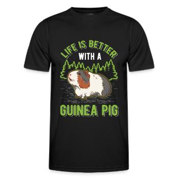 La vie est meilleure avec un cochon d’Inde Meerschweinchen - T-shirt sport Homme - noir - Devant - AI Model Male 178 dark (178cm)
