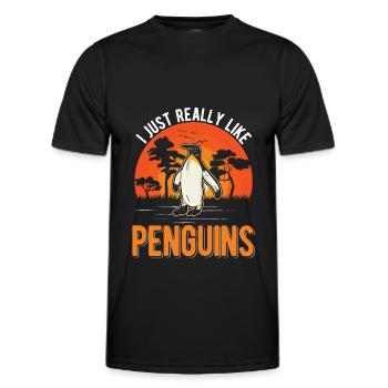 J’aime vraiment Penguins Penguin - T-shirt sport Homme - noir - Devant - AI Model Male 178 dark (178cm)