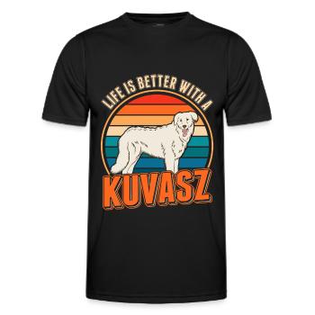 Life is better with a Kuvasz Dog - Männer Funktions-T-Shirt - Schwarz - Vorne - AI Model Male 178 dark (178cm)