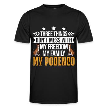 Podenco Freedom Famille Lévrier Espagnol - T-shirt sport Homme - noir - Devant - AI Model Male 178 dark (178cm)
