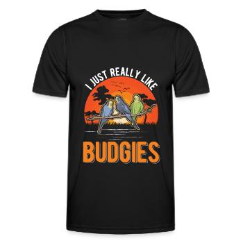 J’aime vraiment Les Perruches Perruches Perruches - T-shirt sport Homme - noir - Devant - AI Model Male 178 dark (178cm)