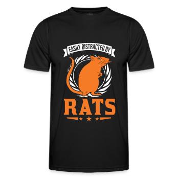 Easily distracted by Rats Ratte - Männer Funktions-T-Shirt - Schwarz - Vorne - AI Model Male 178 dark (178cm)