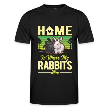 Home is where my Rabbits are Rabbit Rabbit - Men's Functional T-Shirt - black - Front - AI Model Male 178 dark (178cm)