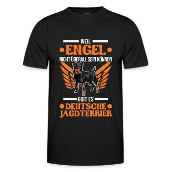 Deutscher Jagdterrier Engel - Männer Funktions-T-Shirt - Schwarz - Vorne - AI Model Male 178 dark (178cm)