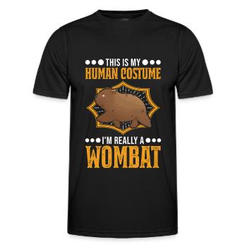 C’est mon costume humain, je suis vraiment un Wombat - T-shirt sport Homme - noir - Devant - AI Model Male 178 dark (178cm)