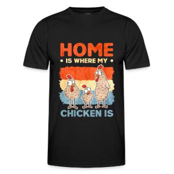 Poulets Fermier à domicile Poulet - T-shirt sport Homme - noir - Devant - AI Model Male 178 dark (178cm)