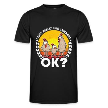 J’aime vraiment Les poulets ok Hühner - T-shirt sport Homme - noir - Devant - AI Model Male 178 dark (178cm)