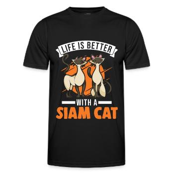 Life is better with a Siam Cat Siamkatze - Men's Functional T-Shirt - black - Front - AI Model Male 178 dark (178cm)