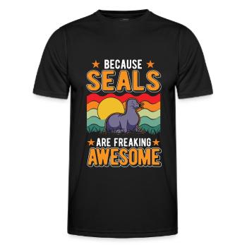 Robbe Geschenk Seelöwe - Männer Funktions-T-Shirt - Schwarz - Vorne - AI Model Male 178 dark (178cm)