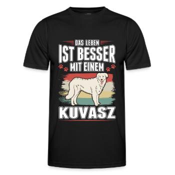 Das Leben ist besser mit einem Kuvasz - Männer Funktions-T-Shirt - Schwarz - Vorne - AI Model Male 178 dark (178cm)