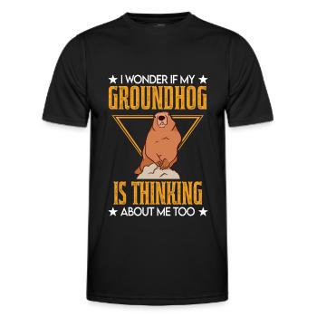 Marmot Gift Groundhog Day Marmot - Men's Functional T-Shirt - black - Front - AI Model Male 178 dark (178cm)