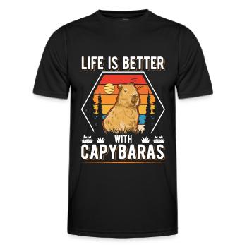 La vie est meilleure avec CapybarasBarabara - T-shirt sport Homme - noir - Devant - AI Model Male 178 dark (178cm)