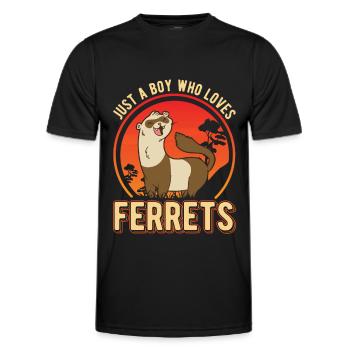 Just a Boy who loves Ferrets Frettchen - Men's Functional T-Shirt - black - Front - AI Model Male 178 dark (178cm)