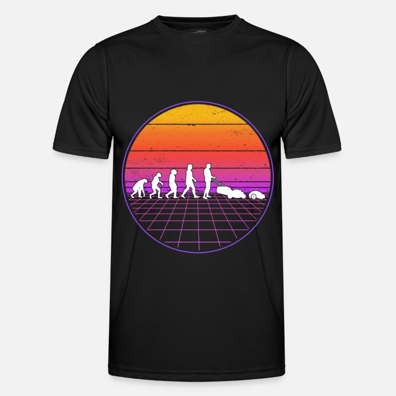 Mähroboter Evolution Retro Rasenroboter - Männer Funktions-T-Shirt - Schwarz