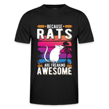 Because Rats are freaking awesome Ratte - Männer Funktions-T-Shirt - Schwarz - Vorne - AI Model Male 178 dark (178cm)