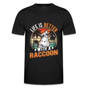 Life is better with a Raccoon Waschbär - Men's Functional T-Shirt - black - Front - AI Model Male 178 dark (178cm)