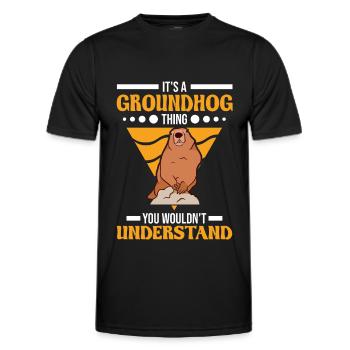 Murmeltier Ding Groundhog Day Marmot - Männer Funktions-T-Shirt - Schwarz - Vorne - AI Model Male 178 dark (178cm)