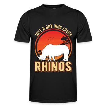 Just a Boy who loves Rhinos Nashorn - Männer Funktions-T-Shirt - Schwarz - Vorne - AI Model Male 178 dark (178cm)