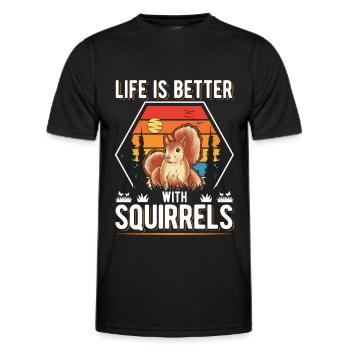 Life is better with Squirrels Squirrel - Men's Functional T-Shirt - black - Front - AI Model Male 178 dark (178cm)