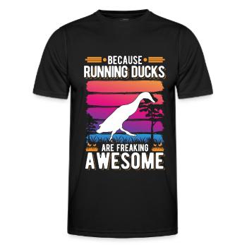 Indian Running Gift Runner Duck - Men's Functional T-Shirt - black - Front - AI Model Male 178 dark (178cm)