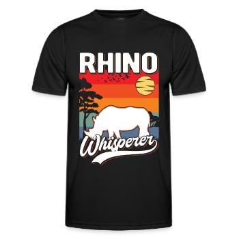 Nashorn Flüsterer Rhino Whisperer - Men's Functional T-Shirt - black - Front - AI Model Male 178 dark (178cm)
