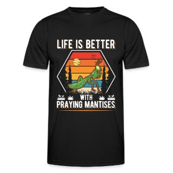 Life is better with Praying Mantises - Men's Functional T-Shirt - black - Front - AI Model Male 178 dark (178cm)