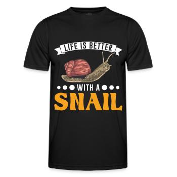 Life is better with a Snail Schnecke - Men's Functional T-Shirt - black - Front - AI Model Male 178 dark (178cm)