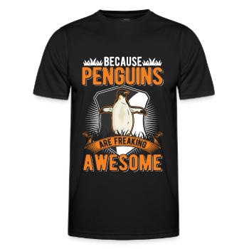 Because Penguins are freaking awesome Pinguin - Männer Funktions-T-Shirt - Schwarz - Vorne - AI Model Male 178 dark (178cm)