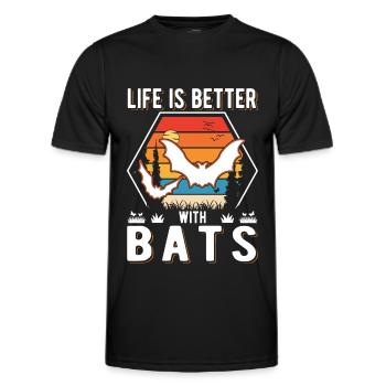 Life is better with Bats Bat - Men's Functional T-Shirt - black - Front - AI Model Male 178 dark (178cm)