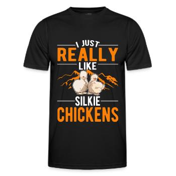 Silk Chicken Cadeau Silkie Chicken - T-shirt sport Homme - noir - Devant - AI Model Male 178 dark (178cm)