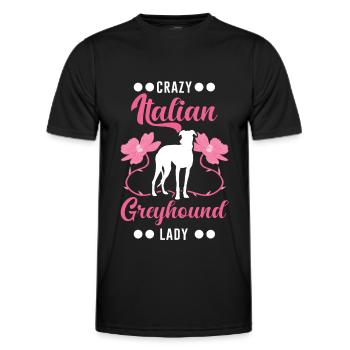 Italian Greyhound lady Italienischer Windhund - Men's Functional T-Shirt - black - Front - AI Model Male 178 dark (178cm)