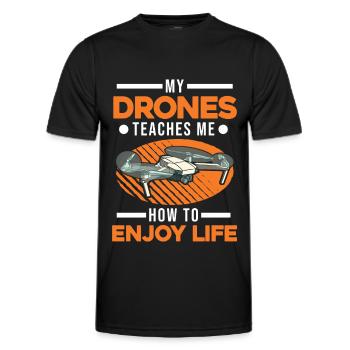 My Drones teaches me how to enjoy life - Männer Funktions-T-Shirt - Schwarz - Vorne - AI Model Male 178 dark (178cm)