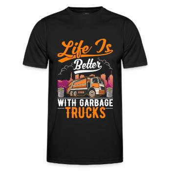 Garbage Truck Müllabfuhr Geschenk Müllwagen - Männer Funktions-T-Shirt - Schwarz - Vorne - AI Model Male 178 dark (178cm)