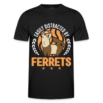 Facilement distrait par Ferrets Frettchen - T-shirt sport Homme - noir - Devant - AI Model Male 178 dark (178cm)