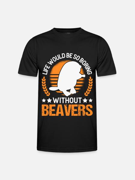Biber Geschenk Biberdamm - Männer Funktions-T-Shirt - Schwarz