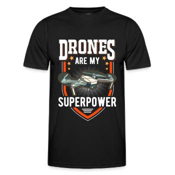 Les drones sont mon pilote de drone super-puissant - T-shirt sport Homme - noir - Devant - AI Model Male 178 dark (178cm)