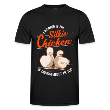Silk Chicken Cadeau Silkie Chicken - T-shirt sport Homme - noir - Devant - AI Model Male 178 dark (178cm)