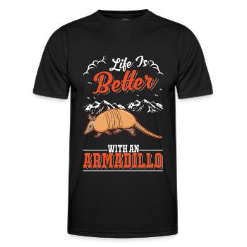 Life is better with an Armadillo Gürteltier - Men's Functional T-Shirt - black - Front - AI Model Male 178 dark (178cm)