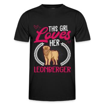 This girl loves her Leonberger - Männer Funktions-T-Shirt - Schwarz - Vorne - AI Model Male 178 dark (178cm)