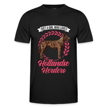 Hollandse Herder Fille Berger Hollandais - T-shirt sport Homme - noir - Devant - AI Model Male 178 dark (178cm)