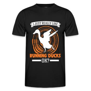 I just really like Running Ducks, ok Laufente - Men's Functional T-Shirt - black - Front - AI Model Male 178 dark (178cm)