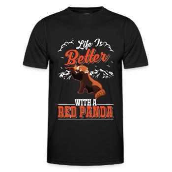 La vie est meilleure avec un panda roux roter panda - T-shirt sport Homme - noir - Devant - AI Model Male 178 dark (178cm)