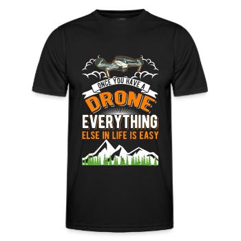 Drohne Drohnenpilot Quadrocopter - Männer Funktions-T-Shirt - Schwarz - Vorne - AI Model Male 178 dark (178cm)