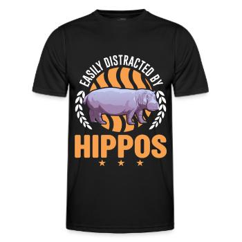 Easily distracted by Hippos Hippo Hippo Hippo - Men's Functional T-Shirt - black - Front - AI Model Male 178 dark (178cm)