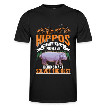 Hippo Gift Hippo Hippo Hippo - Men's Functional T-Shirt - black - Front - AI Model Male 178 dark (178cm)