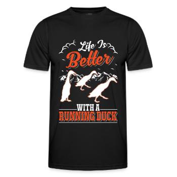 Life is better with a Running Duck Laufente - Men's Functional T-Shirt - black - Front - AI Model Male 178 dark (178cm)