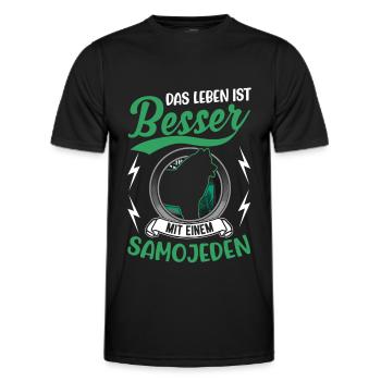 Das Leben ist besser mit einem Samojeden - Männer Funktions-T-Shirt - Schwarz - Vorne - AI Model Male 178 dark (178cm)