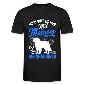 Mich gibt es nur mit meinem Bernhardiner - Männer Funktions-T-Shirt - Schwarz - Vorne - AI Model Male 178 dark (178cm)