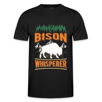 Buffalo Whisperer Bison Whisperer Water Buffalo - Men's Functional T-Shirt - black - Front - AI Model Male 178 dark (178cm)