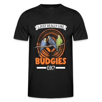 J’aime beaucoup les perruches perruches perruches perruches - T-shirt sport Homme - noir - Devant - AI Model Male 178 dark (178cm)